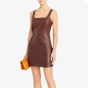 Aqua - Brown Faux Leather Mini Dress - Size L